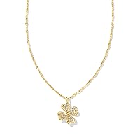 Kendra Scott Clover Crystal Short Pendant Necklace Gold White Crystal One Size