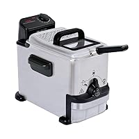 T-fal Compact EZ Clean Stainless Steel Deep Fryer with Basket 1.8 Liter Oil and 1.7 Pound Food Capacity 1200 Watts Easy Clean, Temp Control, Oil Filtration, Dishwasher Safe Parts, 1.8 Liters