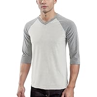 Men's Casual Vintage Slim Fit 3/4 Sleeve V-Neck Active Workout Baseball Jersey T Shirt