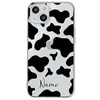 Case Compatible with iPhone 15 Plus Personalized with Your Name Cow, Protector Compatible with iPhone 15 Plus Customizable, Case Customized Cow Spots Shockproof TPU.