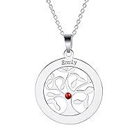Grandma Necklace with Birthstones/Tree of Life Pendant, 1~8 Name Necklace Birthstones, Personalized Necklaces with Kids Names & Picture, Sterling Silver Friend Family Names Necklace