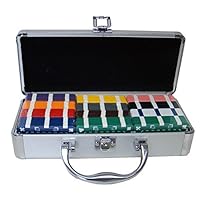 Brybelly Deluxe 60 Count Poker Plaque Set with Aluminum Case with Bonus 2 Blind Button Set - Choose Colors!
