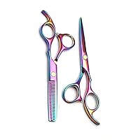 6.0 Inch Hair Cutting Scissors Set,Hairdressing Scissors Set,440C Stainless Steel,Comfortable Handle,for Professional Hairdresser or Home Use,Rainbow Colors