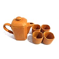 Natural Mud Clay Cup Set Handcrafted Terracotta Pottery Morning Coffee Chai (Tea) Kulhad/Kullar/Cups With Kettle