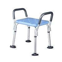 Shower Seats for Elderly with Arms Adjustable Height Heavy Duty, Shower Chair Aid Benches for Adult Disabled, with Shower Head Holder Load Weight 150Kg Shower Stool, Slip,Blue