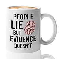 Forensic Coffee Mug 11oz Black - Evidence Doesn't Lie - Scientist Anthopology CSI Police Detective