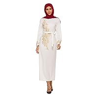 XJYIOEWT Spring Midi Dresses for Women 2024,Abaya Maxi Fancy Dress Gown Kaftan Evening Women's Muslim Embroidered Women'