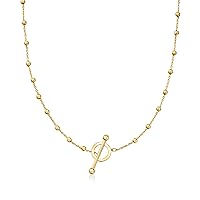 Ross-Simons Italian 14kt Yellow Gold Bead Station Toggle Necklace. 18.5 inches