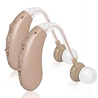 OVIIN Behind The Ear Hearing Amplifiers for Seniors, Rechargeable Hearing Device for Adults with Noise Canceling, Beige, Pair