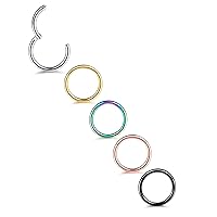 Xpircn 14G 16G 18G 20G Nose Lip Septum Rings 316L Surgical Steel Tragus Cartilage Daith Hinged Nose Ring Hoop Hinged Segment Ring Piercing Jewelry