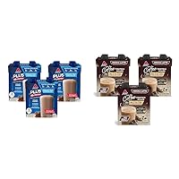 Atkins Creamy Milk Chocolate Plus Protein Shake, 30g Protein, 7g Fiber, 2g Net Carb, 1g Sugar, Keto Friendly, Low Carb, High Protein Drink, 12 Count & Mocha Latte Iced Coffee Protein Shake