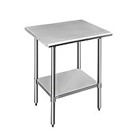 ROCKPOINT Stainless Steel Table for Prep & Work 30x24 Inches, NSF Metal Commercial Kitchen Table with Adjustable Under Shelf and Table Foot for Restaurant, Home and Hotel