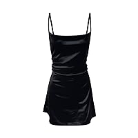 Casual Summer Dresses for Women, Women's Suspender Skirt Sleeveless Pocket Collar Wrap Dress, S XL