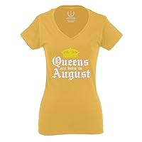 The Best Birthday Gift Queens are Born in August for Women V Neck Fitted T Shirt