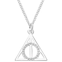 Harry Potter Sterling Silver Deathly Hallows Crystal Necklace