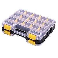 Hardware Organizer Box 34 Compartments Small Parts Organizer with Removable Dividers Durable Plastic Double Side Tools Box Screw Organizer For Nuts, Bolts, Screws, Nails, Small Hardware (Yellow)