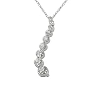 AGS Certified Natural Diamond Journey Pendant (SI2-I1, G-H) 1/4 ctw 14K White Gold 18 Inches 14KW Gold Chain.
