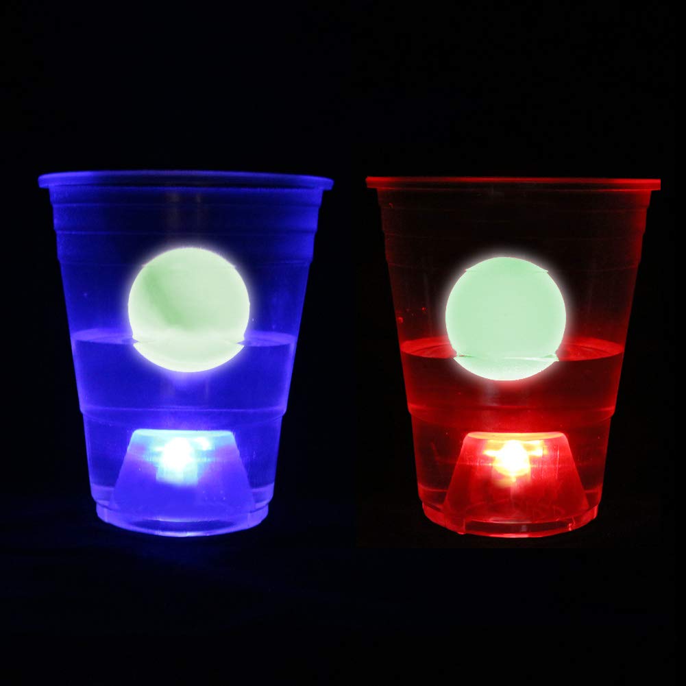 Six Senses Media The Dark Beer Pong Set,Beer Pong Party Cup Set, LED Beer Pong Cups and Glow-in-The-Dark Balls,22 Set