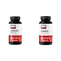 Force Factor L Theanine 200mg and Vitamin B Complex Supplement Bundle, 60 Capsules Each