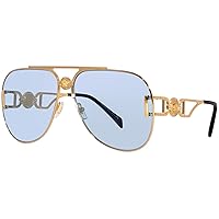 Versace 2255 1002/1 Sunglasses Gold/Black/Light Blue Pilot 63mm
