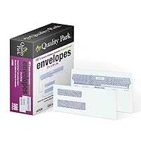 Quality Park #8 5/8 Double-Window Security Envelopes, Self-Sealing, Tamper Evident, For Checks, Payroll, 24 lb White Wove, 3-5/8 x 8-5/8 Inches, 500/Box (QUA67539)