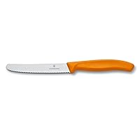 Victorinox Swiss Classic 4-1/2-Inch Utility Knife with Round Tip, Orange Handle