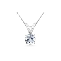 0.26 Cts of 4.08-4.10x2.55 mm GIA Certified I1 Clarity-F Color Round Brilliant Diamond Solitaire Pendant in Platinum