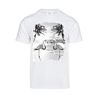 Mens Colorful Flamingo Palm Tree Solar Color Changing Short-Sleeve T-Shirt