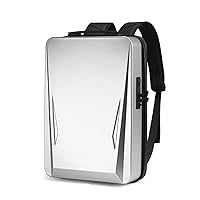 Hard Shell Laptop Backpack for Men,Anti-Theft Waterproof TSA Lock Backpack with USB Port Fit 17/16/15 Inch,Silver