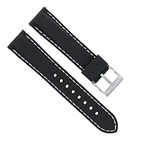Ewatchparts 20MM SOFT RUBBER DIVER BAND STRAP COMPATIBLE WITH GUCCI WATCH BLACK WHITE STITCH