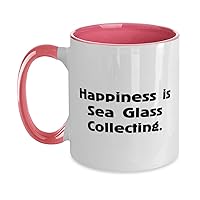 Unique Sea Glass Collecting Gifts, Happiness is Sea, Birthday Gifts, Two Tone 11oz Mug For Sea Glass Collecting from Friends, Hobbies for men, Hobbies for women, Gift ideas for men, Gift ideas for