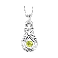 Diamond Delight 925 Sterling Silver Prong Setting Round Shape Color stone Gemstone Daily wear Solitaire Infinity Love Knot Chain Pendant for Women & Girls