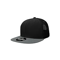 DECKY Boys Youth 6 Panel High Profile Structured Cotton Trucker, Black/Charcoal Baseball Cap, Multi
