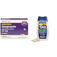 Omeprazole 20mg 42 Capsules and TUMS Ultra Strength 72 Tablets Heartburn Relief Bundle