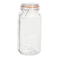 Home Basics X-Large Mason Jar With Lid (Clear) Single Mason Jar For Pickles, Sauces, Jelly, Condiments, and Snacks | Mason Jar With Bail Lid and Rubber Gasket | Holds 8 Cups
