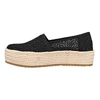 TOMS Womens Valencia Floral Crochet Slip On Platform Espadrille Flats Casual - Black