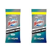 Windex Electronics Wipes, Pre-Moistened Screen Wipes Clean and Provide a Streak-Free Shine, 25 Count (Pack of 2)