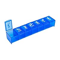 EZY DOSE Pets Weekly (7-Day) Pill Organizer, Vitamin and Medicine Box for Dogs, Large Compartments, Blue Lids, Made in The USA