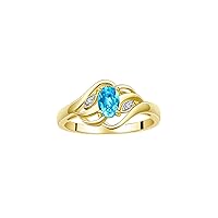 Rylos Ring featuring Classic Style, 6X4MM Birthstone Gemstone, & Diamonds - Elegant Jewelry for Women in Yellow Gold Plated Silver, Sizes 5-10