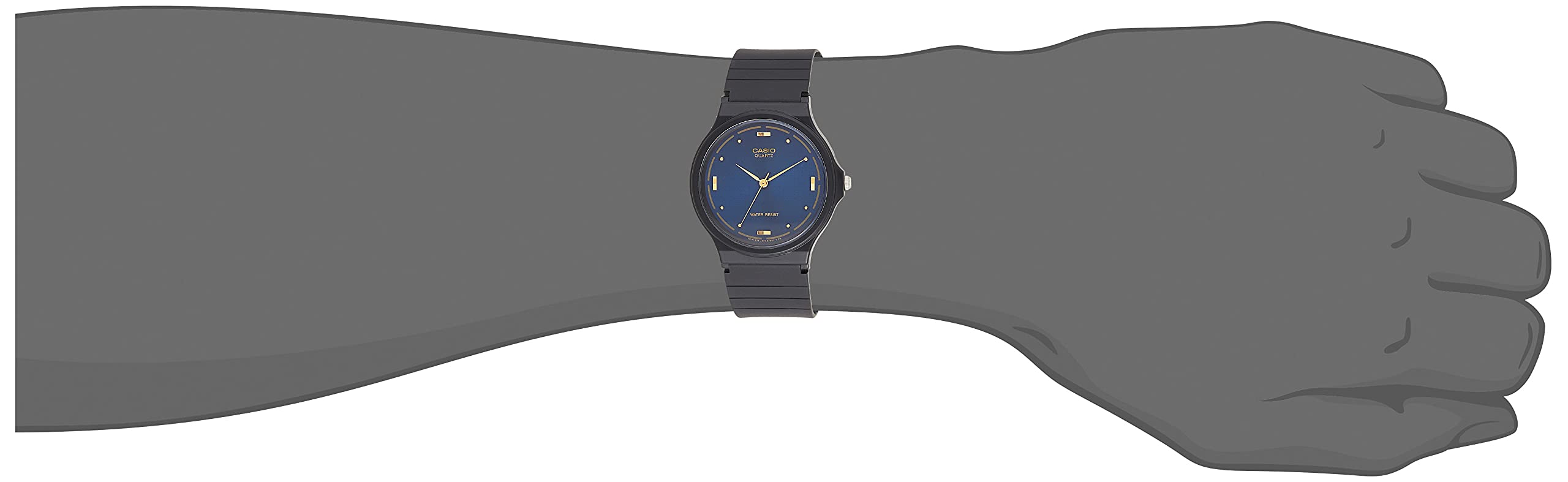 Casio Men's MQ76-2A Black Resin Quartz Watch with Blue Dial