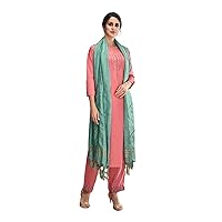 Peach Bollywood Indian Women Wear Embroidered Chinnon Silk Straight Salwar Kameez Muslim Cocktail Dress 1298