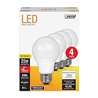 Feit Electric A19 E26 (Medium) LED Bulb Soft White 25 Watt Equivalence 4 - Total Qty: 1