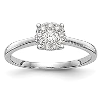 14k White Gold Halo Cluster 1/4 Carat Diamond Engagement Ring Size 7.00 Jewelry for Women
