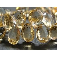 8 briolettes - 8.5-9.5mm - genuine juicy honey citrine micro faceted pear