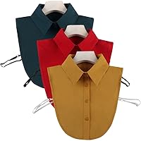 Fake Collar Detachable Half Shirt Blouse False Collar Sets Elegant Pure Color for Women Girls 3PCS