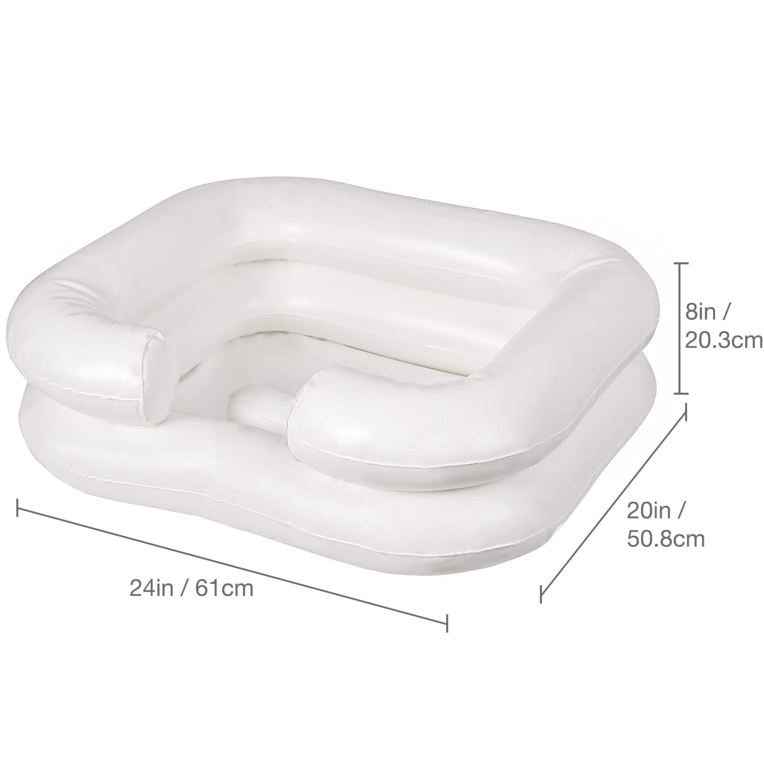 DMI Portable Inflatable Shampoo Bowl for Bedside and in Bed Hair Washing, Hair Cuts and Hair Coloring for The Elderly, Disabled, Bedridden and Handicapped, White (Pack of 2)