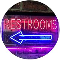ADVPRO Restroom Arrow Point to Left Toilet Dual Color LED Neon Sign Blue & Red 16