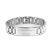 My Heart Belongs to a Scientist. Ladder Bracelet, Scientist Present from Friends, Beautiful Engraved Bracelet for Men Women