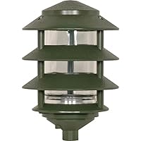 SF77/324 One 2 Louver Hood Outdoor Pagoda Landscape Pathway Light, 3 Tier-Small, Green