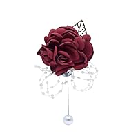 Men's Brooches Boutonniere Flower Metal Leaf Lapel Pin for Suit Groom